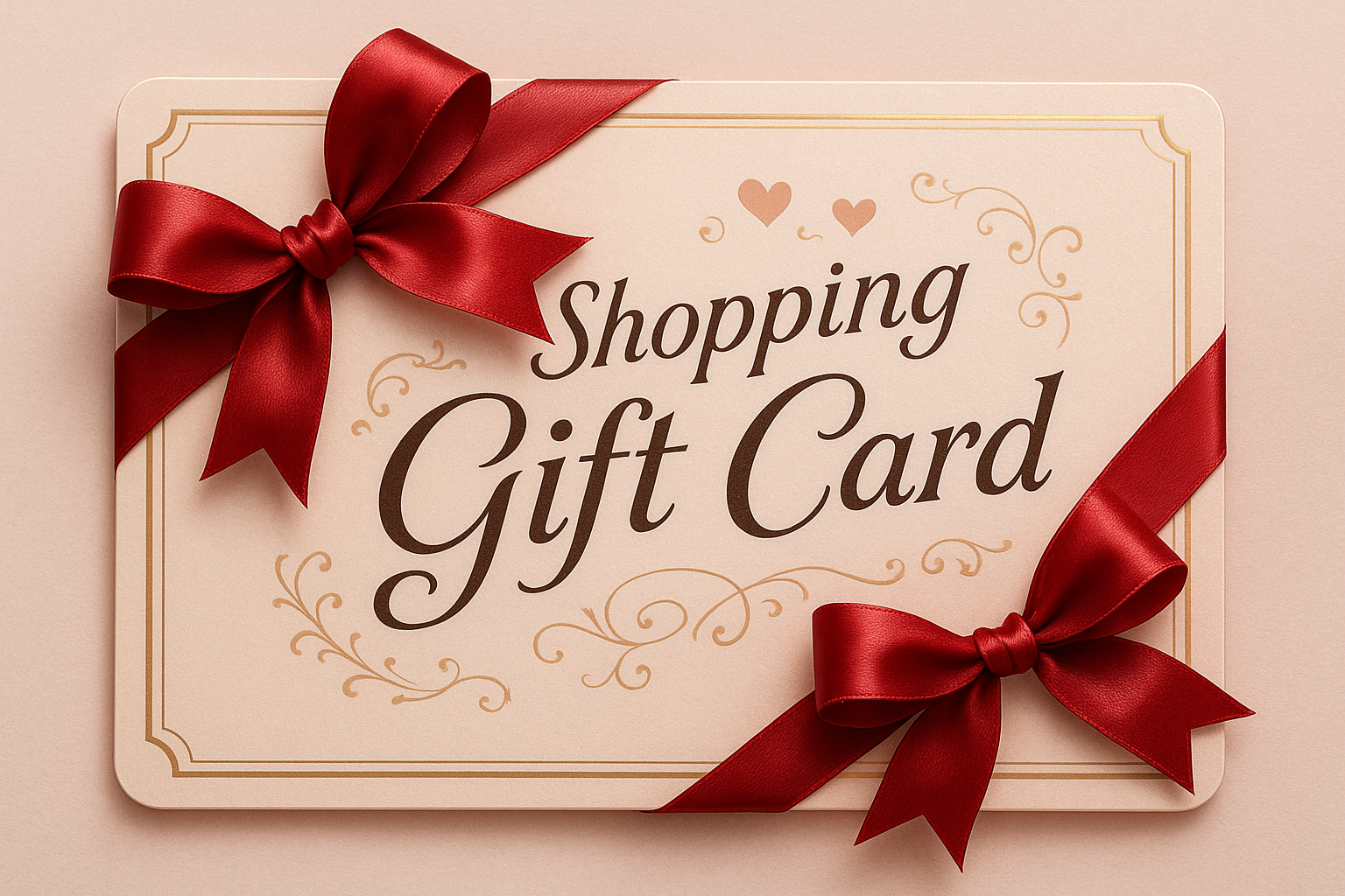 Shopping Gift Card Image with text Shopping gift Card also red ribbons packing on it, make romantic